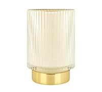 DASITON Makeup Brush Holder Organiser, Crystal Cosmetic Make Up Brush Holder, Glass Makeup Brushes Storage Organiser, Vintage Make Up Cup Pen Pencil Holder Striped Vase (Cream L)