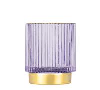 DASITON Makeup Brush Holder Organiser, Crystal Cosmetic Make Up Brush Holder, Glass Makeup Brushes Storage Organiser, Vintage Make Up Cup Pen Pencil Holder Striped Vase (Purple S)