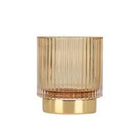 DASITON Makeup Brush Holder Organiser, Crystal Cosmetic Make Up Brush Holder, Glass Makeup Brushes Storage Organiser, Vintage Make Up Cup Pen Pencil Holder Striped Vase (Coffee S)