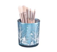 DASITON Makeup Brush Holder Organiser, Crystal Glass Cosmetic Make Up Brush Holder, Christmas Tree Makeup Brushes Storage Organiser for Vanity, Small Makeup Cup Pen Holder Toothbrush Holders (Blue)