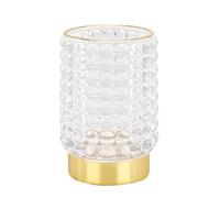 DASITON Makeup Brush Holder Organiser, Glass Cosmetic Make Up Brush Cup Holder, Vintage Makeup Brushes Storage Organiser for Vanity, Desk Pen Pencil Holder, Bathroom Toothbrush Holders (Clear L)