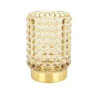 DASITON Makeup Brush Holder Organiser, Glass Cosmetic Make Up Brush Cup Holder, Vintage Makeup Brushes Storage Organiser for Vanity, Desk Pen Pencil Holder, Bathroom Toothbrush Holders (Yellow L)