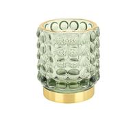 DASITON Makeup Brush Holder Organiser, Glass Cosmetic Make Up Brush Cup Holder, Vintage Makeup Brushes Storage Organiser for Vanity, Desk Pen Pencil Holder, Bathroom Toothbrush Holders (Green S)