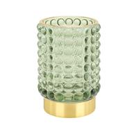 DASITON Makeup Brush Holder Organiser, Glass Cosmetic Make Up Brush Cup Holder, Vintage Makeup Brushes Storage Organiser for Vanity, Desk Pen Pencil Holder, Bathroom Toothbrush Holders (Green L)