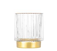 DASITON Makeup Brush holder Organizer,Crystal Cosmetic Makeup Brush Glass Brushes Storage Holder, Vintage Make Up Brush Cup Pen Pencil Holder striped vase(Clear S)