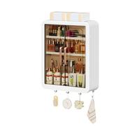 DASITON Makeup Organizer, Large Capacity, Wall-Mounted, Cosmetic Display Case with Magnetic Door Design, Skincare Organizer for Bathroom, Bedroom (White 01)
