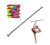 Dasiyoki 26-inch Twirling Baton Spinning Dance Baton Metal Rhythmic Gymnastics Conducting Batons for Child in Majorette-Complete with 1 Dance Ribbon Rainbow Streamer (White,1 Pack)