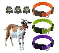 Dasiyoki Pack of 3 Goat Collar, Goat Collar with Bell Pet Grazing Copper Bells, Adjustable and Durable Nylon Cow Horse Sheep Dog Collars, Anti-Lost Bronze Bell Accessories for Small Farm Animal Pet