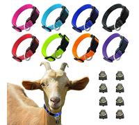 Dasiyoki Pack of 8 Goat Collar, Goat Collar with Bell Pet Grazing Copper Bells, Adjustable and Durable Nylon Cow Horse Sheep Dog Collars, Anti-Lost Bronze Bell Accessories for Small Farm Animal Pet