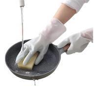 DASJKDI 1Pair Silicone Cleaning Gloves Dishwashing Scrubber Dish Washing Sponge Rubber Tools for Household, Bathroom & Dishwashing(Green,L)