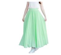 DASJKDI 720 Degree Belly Dance Women Long Skirts Dancer Practice Assorted Solid Purple Gold Skirt for Women's Ballroom and Gypsy Dance(Tender Green,Skirt Length 85cm)