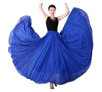 DASJKDI 720 Degree Chiffon Skirt Ballet Belly Dance Women Gypsy Long Skirts Dancer Practice Wear Assorted Solid Purple Gold for Women's Ballroom and Gypsy Dance(Royal blue,Length 80cm)