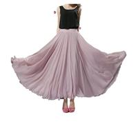 DASJKDI 720 Degree Chiffon Skirt Ballet Belly Dance Women Gypsy Long Skirts Dancer Practice Wear Assorted Solid Purple Gold for Women's Ballroom and Gypsy Dance(Sand,Length 80cm)