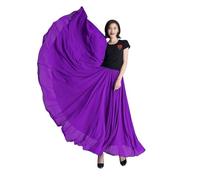 DASJKDI 720 Degree Chiffon Skirt Ballet Belly Dance Women Gypsy Long Skirts Dancer Practice Wear Assorted Solid Purple Gold for Women's Ballroom and Gypsy Dance(Dark Purple,Length 80cm)