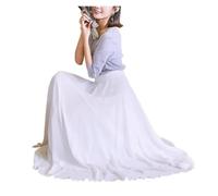 DASJKDI 720 Degree Chiffon Skirt Ballet Dance Women Skate Long Skirts Dancer Practice Wear Professional Stage for Women's Ballroom and Gypsy Dance(Pure White,S Length 80cm)