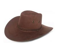 DASJKDI Cowboy Hat Caps For Men Women's Faux Leather Sunhat Wild Brim(Coffee)