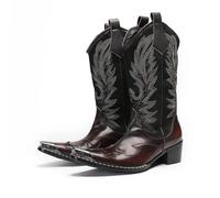 DASJKDI Embroidered Men's Horse Boots, Metal Toe Cowboy, Performance Patchwork Patches, Rock High-heeled Middle(Camel,41)