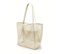 DASJKDI Folding Beach Bag Mesh Handbag Women's Shoulder Must-have For Summer Outdoor Travel for Summer Holiday(White)