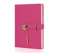 DASJKDI Journal A5 Cute Girl Heart Lock Notepad Lmitation Leather PU Love Password Diary Notebook Student Handbook(Rose red)