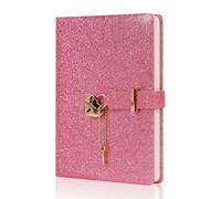 DASJKDI Journal A5 Cute Girl Heart Lock Notepad Lmitation Leather PU Love Password Diary Notebook Student Handbook(Color 1)