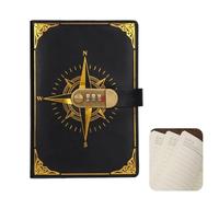 DASJKDI Journal A5 Retro Password Book With Lock Diary Notebook Creative Traveler Compass Hand Ledger Student Notepad Stationery Secretly Note(Black)