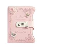 DASJKDI Journal A5 Retro Password Notebook With Lock Journals Thicken Hand Ledger Handbook Student Notepad Diary Binder Stationery(E-135x200mm-line)