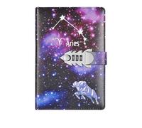DASJKDI Journal A5 Twelve Constellations Notebook With Lock Diary Journal Office Notepad Line Agenda Planner Magic Note Book Sketchbook Plan DIY(Color 12)