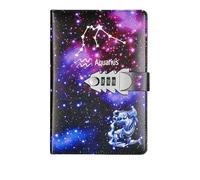 DASJKDI Journal A5 Twelve Constellations Notebook With Lock Diary Journal Office Notepad Line Agenda Planner Magic Note Book Sketchbook Plan DIY(Color 3)