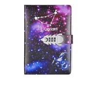 DASJKDI Journal A5 Twelve Constellations Notebook With Lock Diary Journal Office Notepad Line Agenda Planner Magic Note Book Sketchbook Plan DIY(Color 8)