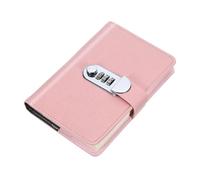 DASJKDI Journal A6 Diary With Lock Journal Cute Journaling Leather Notebook 128Pages Pen Slot Card Waterproof(Pink)