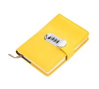 DASJKDI Journal A6 Diary With Lock Journal Cute Journaling Leather Notebook 128Pages Pen Slot Card Waterproof(Yellow)