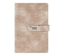 DASJKDI Journal Password Book Female Thickened Notepad Retro Canvas With Lock A5 Creative Diary Stationery Handbook Notebook(Khaki)