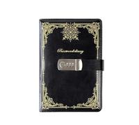 DASJKDI Journal PU Leather Journal Notebook With Lock A5 100Sheets Hard Cover Diary Writing Pads Line Paper Retro Personal Students(Black)