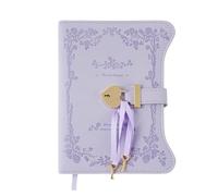 DASJKDI Journal Simple Diary Notebook With Love Lock Keys 360 Pages B6 Size PU Leather Notepad Business School Office Supplies(Light purple)