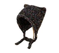 DASJKDI Knitted Beanies Hat Versatile Wool Bonnet Ear Protector Girl Loose Big Head Circumference Winter Warm Cap for Women Cold Weather(Black)