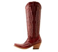 DASJKDI Retro Car Stitching Thick Heel Western Cowboy Boots Medieval Embroidered Unisex Men's Women's Oversized 37-48 Knight(Red,39)