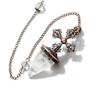 DASJKDI Stone Rock Crystal Pendulum Cross Gem Stone Pendant