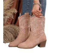 DASJKDI Woman Boots Classic Pointy Toe Heel Ankle Casual Simple Comfortable Cowboy Shoes(Pink,42)