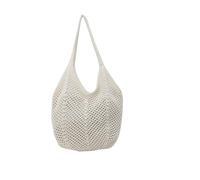 DASJKDI Women Knitting Shoulder Bag Large Capacity Underarm Solid Crochet Tote Handbag Summer Mesh Beach for Summer Holiday(White)