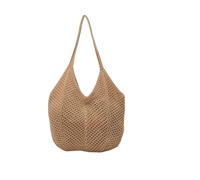 DASJKDI Women Knitting Shoulder Bag Large Capacity Underarm Solid Crochet Tote Handbag Summer Mesh Beach for Summer Holiday(Brown)