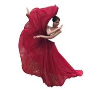 DASJKDI Women Skirt Long Belly Dance Dress Chiffon Ballet Big Swing Performance 720 Degree Costume for Women's Ballroom and Gypsy Dance(Burgundy 360,90cm)