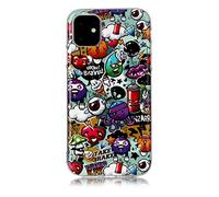 DasKAn Luminous Silicone Case Compatible with iPhone 15 Pro Max 6.7", Fluorescent Glow in The Dark Colorful Design Ultra Thin Soft Rubber Back Phone Cover Shockproof Gel TPU Shell, Graffiti