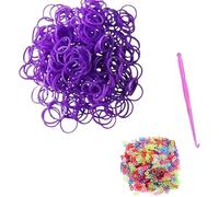 DasKid 1200+ Loom Band Kit Glow in The Dark Rubber Bands with Charms Hooks S Clips Storage Box DIY Bracelet Making Set for Kids Arts Crafts Gift Girls Boys (Purple Refills)