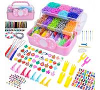 DasKid 17000+ Loom Bands Kit - 40 Vibrant Colors Loom Bands - Rubber Bands Bracelet Making Kit with A,B,C Beads, Connectors and Tools with Storage Box - DIY Arts & Crafts Gift for Girls & Boys