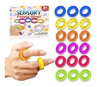 Daskid 18 Pcs Fidget Sensory Rings Set - Stress Relief Anxiety Rings for Kids & Adults, Soft and Stretchy Senspry Toy, Ideal for ADHD, Autism, Focus & Calming Therapy