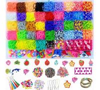DasKid 5500+ Loom Bands Kit - 40 Vibrant Colors Loom Bands - Rubber Bands Bracelet Making Kit with A,B,C Beads, Bracelet Connector and Tools with Storage Box - DIY Arts & Crafts Gift for Girls & Boys