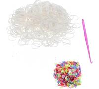 DasKid 600+ Loom Bands Refill Pack with Tool and Colorful Connectors Art Craft Refills for DIY Bracelet Making Refill Kit (White)