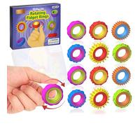 DasKid Fidget Sensory Rings for Kids - 12 Pack Textured Finger Spinner Rings - Calming Fidget Toys for Autism, ADHD, Anxiety Relief - Quiet Classroom & Office Stress Toys for Adults & Children