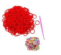 DasKid Loom Bands Refill Pack with Tool and Colorful Connectors Art Craft Refills for DIY Bracelet Making Refill Kit (Red)