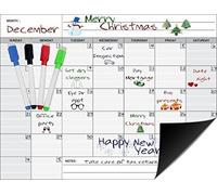 Daskid Magnetic Monthly Calendar Planner 17" x 13" | Dry Erase Whiteboard for Fridge & Office | Includes Perpetual Calendar Sheet with 4 Color Magnetic Markers for Scheduling & Planning